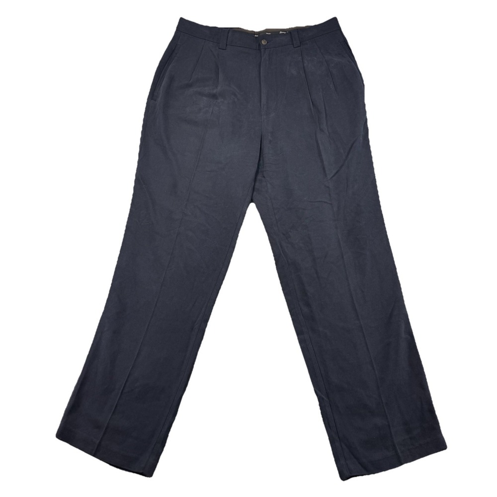 Tommy Bahama Silk Pants Blue  Casual Pleated Front Size 35X32‎